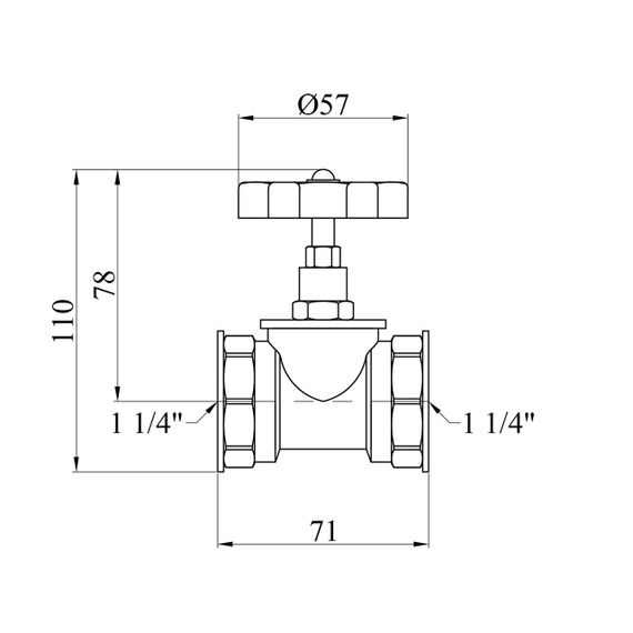 Вентиль запорный LexLine 1 1/4" ВВ PN16 латунный УК1123-ПА | Зображення 1