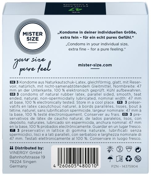 Презервативи Mister Size 47 mm (3шт) Sex Aura | Зображення 2