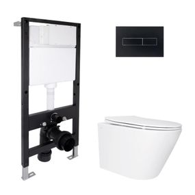 Готовое решение Qtap для ванной комнаты: подвесной унитаз Swan Ultra Quiet 520x360x320 + комплект инсталляции Standard (линейная