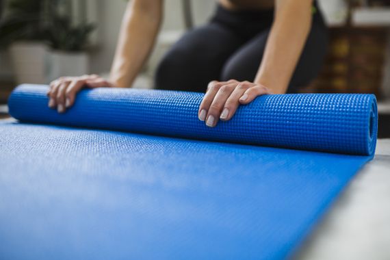 Килимок для йоги та фітнесу Power System PS-4014 PVC Fitness-Yoga Mat Blue (173x61x0.6) | Зображення 9