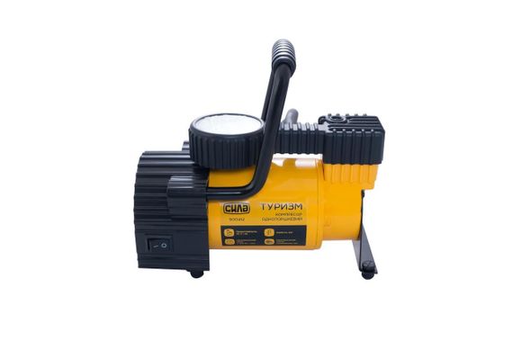 Компрессор автомобильный однопоршневой (35 л/мин 7Атм.) с фонарем СИЛА