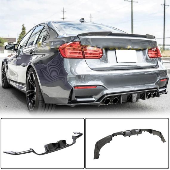 Дифузор заднього бампера V12 (для F80, Карбон) для BMW 3 серія F-30/31/34 2012-2019 рр