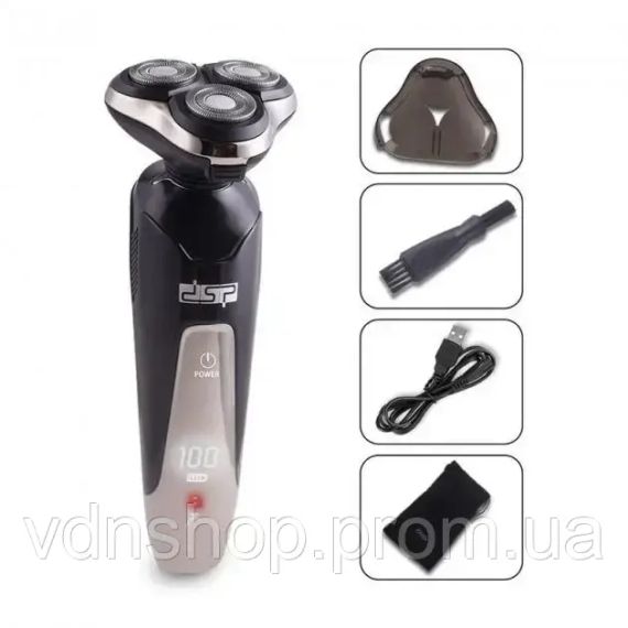 Бритва Електрична на 3 плаваючі головки DSP 60017 Роторна Електробритва чоловіча для вологого та сухого гоління | Зображення 2