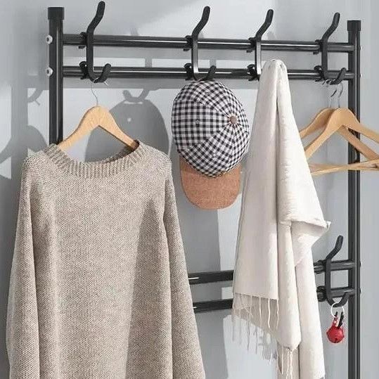 Вішалка для одягу New simple floor clothes rack з полицями для взуття метал | Зображення 3