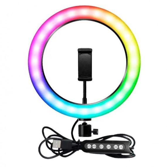 Кільцева світлодіодна лампа RGB LED RING MJ26 26 см із тримачем TM-700 для телефону | Зображення 3