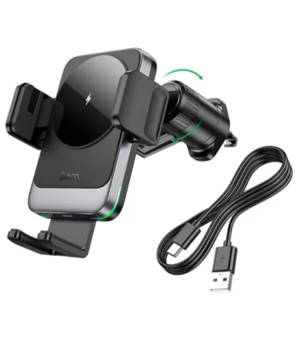 Автомобільний утримувач Hoco HW13 Wireless з функцією бездротової зарядки 15W 2A, Black | Зображення 3