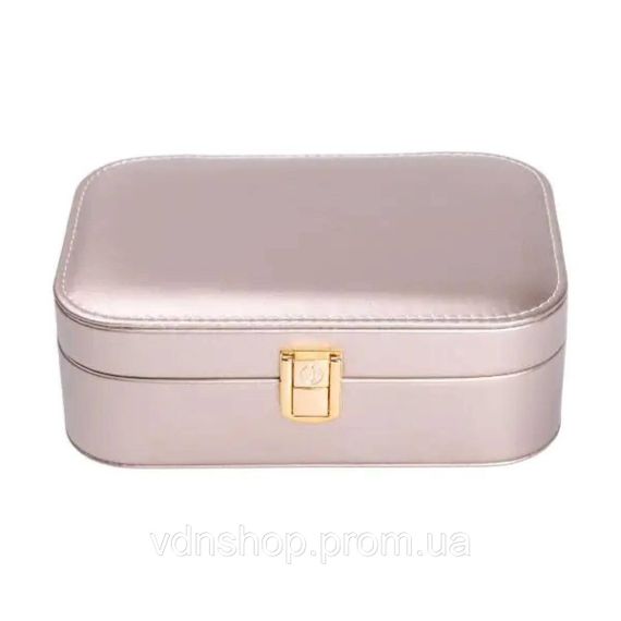 Шкатулка для украшений из эко кожи 20×14×7 см с зеркалом органайзер для ювелирных изделий HP-5-32GOLD | Зображення 3