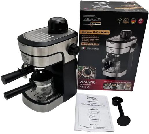 Кавоварка еспресо на 4 стакана 2200Вт XPRO ZP-6910 (45455-ZP-6910_1428) | Зображення 6