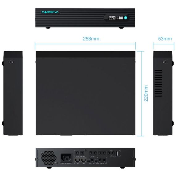 ДБЖ Marsriva DC UPS KP9 240VAC 11xDC+PoE24V1A+USB,2x48V2.A,1x912V3A,7x12V5A,1x5V2A  100W 24000mAh | Зображення 1