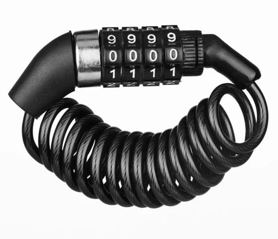 Велосипедний кодовий замок Primo Lock-02 зі сталевим протиугінним тросом 1,5 м - Black | Зображення 1