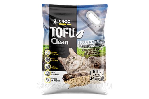 Наполнитель для кошачьего туалета Croci Tofu Clean соевый тофу 6 л С4025811