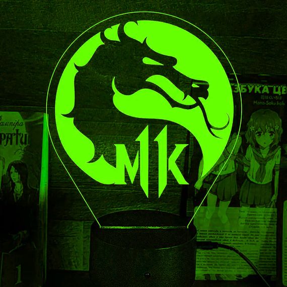 Акриловий світильник-нічник Mortal Kombat Смертельна битва зелений tty-n002250