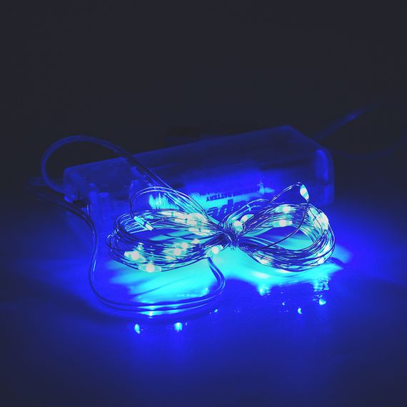 Гірлянди 30LED, 1 режим, 3 метри, прозора ізоляція, живлення від 2 * АА (немає в комплекті), Blue, BOX