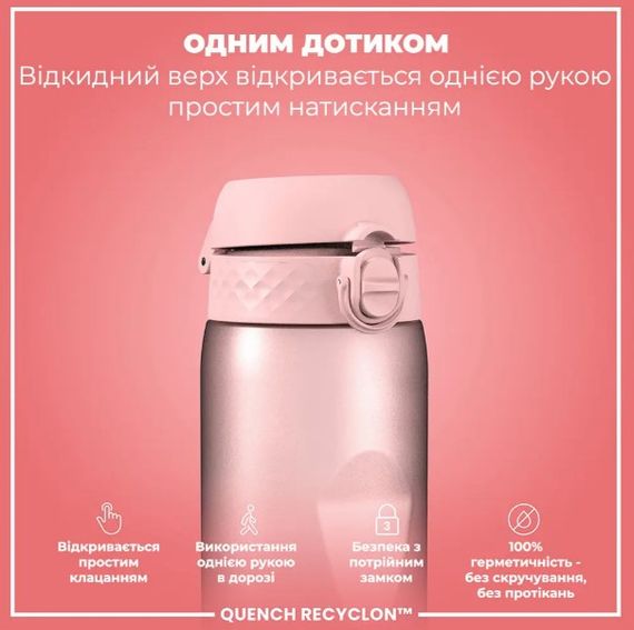 Пляшка для води ION8 1000 мл BPA Free Times To Drink (ЕКО пляшка) Periwinkle &Rose (I8RF1000PPRMOT) | Зображення 5