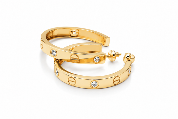 Серьги из желтого золота  с муассанитами S-0409 | Зображення 3