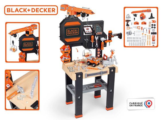 Дитячий ігровий набір Black and Decker майстерня з підйомним краном та машинкою 117х85х35см | Зображення 5