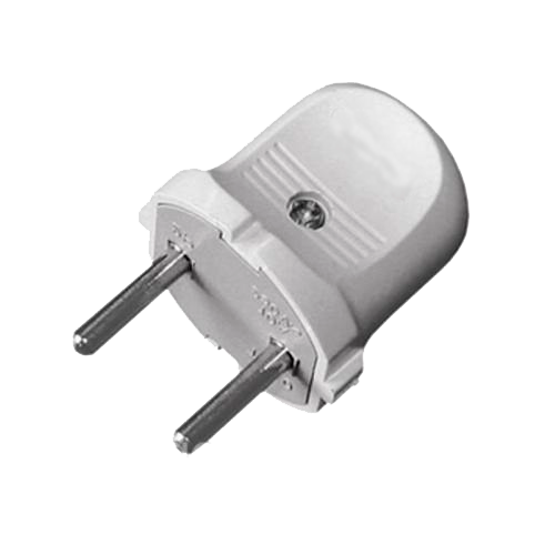 Вилка В 16 евро прямая без заземления белая Ny95000069