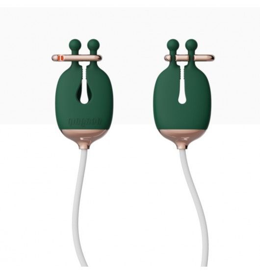 Затискачі для сосків з вібрацією Qingnan No.2 Vibrating Nipple Clamps Green Sex Aura