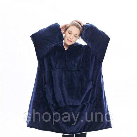 Толстовка плед з капюшоном і рукавами Huggle Hoodie оверсайз Blue | Зображення 1