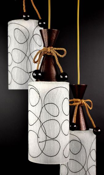 Люстра підвісна на 3 лампочки 25814 Коричневий 50-110х30х30 см. | Зображення 1