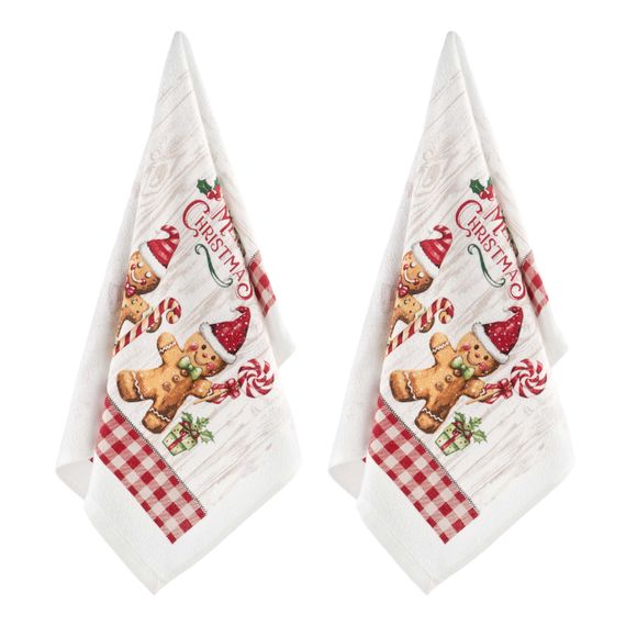 Подарунковий набір рушничків в коробці Ardesto Christmas Gingerbread 38х63см, 2шт, 100% бавовна (ART3863HGB) | Зображення 1