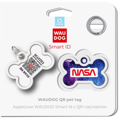 Адресник для животных WAUDOG Smart ID с QR паспортом "NASA21", кость 40х28 мм (0640-0148) | Зображення 4