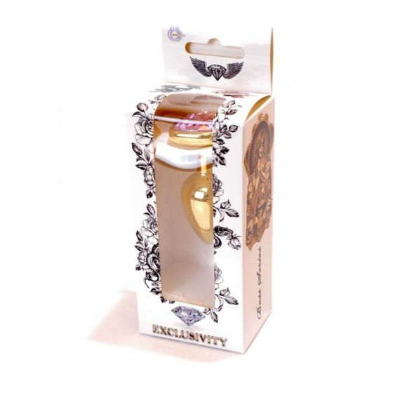 Анальна пробка металева золота з каменем у формі рожевого серця S | Зображення 6