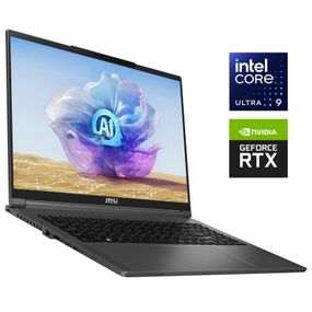 Ігровий ноутбук Б-класу MSI Creator 16 AI Studio A1VHG / 16" (3840x2400) IPS / Intel Core Ultra 9 185H (16 (22) ядер по 3,9 - 5,1 ГГц) / 32 ГБ DDR5 / 1000 ГБ SSD NVMe / nVidia GeForce RTX 4080, 12 ГБ GDDR6, 192-bit / WebCam б/в