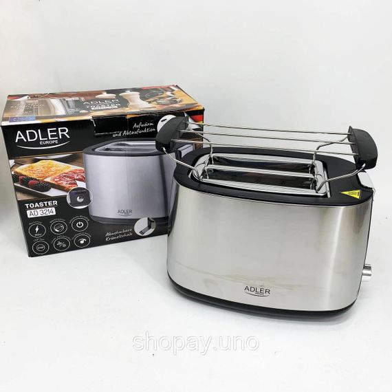 Тостер с регулятором Adler AD 3214 900Вт, Электро тостер Кухонный для тостов EU-23 | Зображення 8