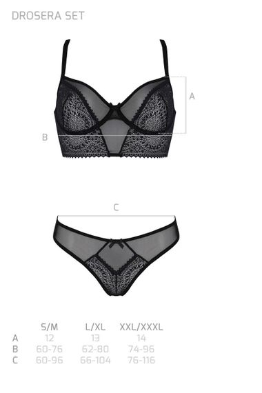 Комплект Passion DROSERA SET black, L/XL, сітка+мереживо, бюстьє та трусики танга sexstyle | Зображення 4