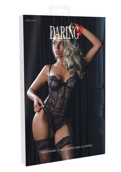 Корсет напівпрозорий Daring Intimates, зі стрінгами, чорний, S/M sexstyle | Зображення 11