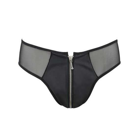 Чоловічі сліпи на блискавці Passion 042 SLIP TIMMY S/M Black, екошкіра, сітка | Зображення 4