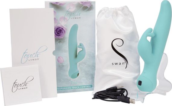 Вибратор-кролик Touch by SWAN - Trio Teal, сенсорное управление, ротация, диаметр 3,8 см sexstyle | Зображення 13