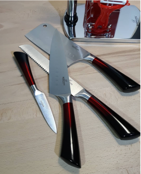 Набор ножей для кухни с подставкой Bohmann BH 8004-09 кухонные ножи и подставки красный | Зображення 5