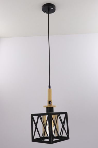 Люстра підвісна LOFT на 1 лампочку 25074 Чорний 40-100х16х16 см. | Зображення 1
