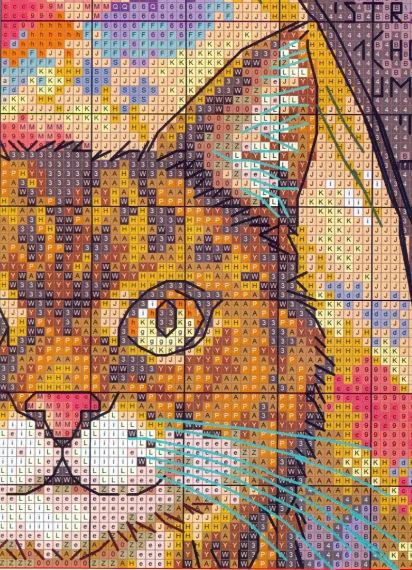 Набор для вышивания по нанесённой на канву схеме "Cat and oil painting".AIDA 14CT printed,54*48см | Зображення 4