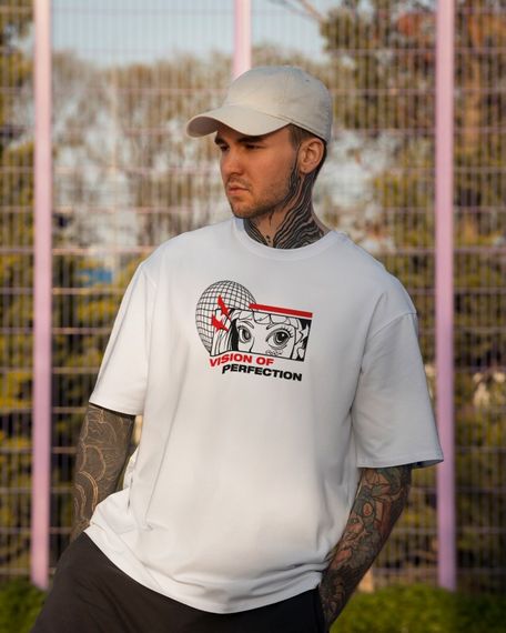 Oversize футболка з принтом Vision біла