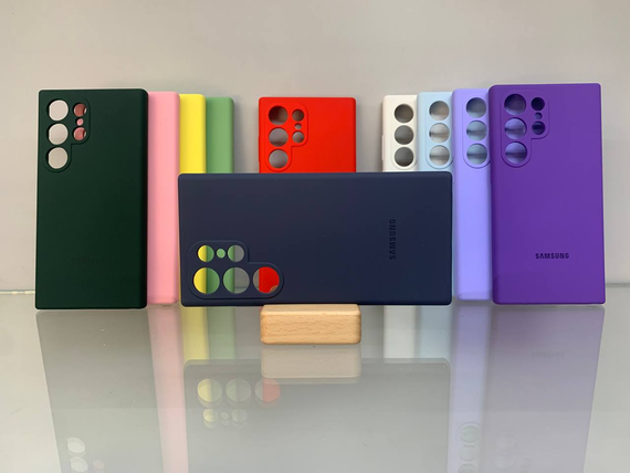 Samsung Galaxy S23 Ultra Протиударний чохол з логотипом софт тач синій