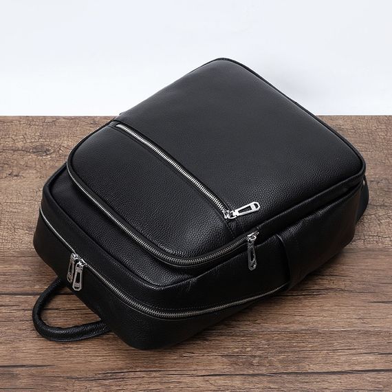 Чоловічий шкіряний рюкзак для поїздок і прогулянок чорний Tiding Bag 75362 | Зображення 2