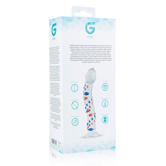 Скляний дилдо з вигинами і малюнком Gildo Glass Dildo No. 3 | Зображення 6