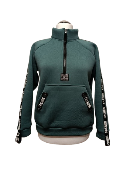Женский спортивный костюм Fashion толстовка и штаны зеленый травяной теплый зимний трехнитка с начосом 44 | Зображення 2