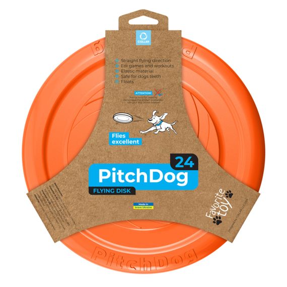 Игровая тарелка для апортировки PitchDog, диаметр 24 см оранжевый
