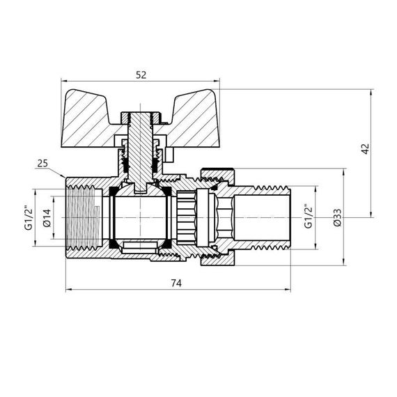 Кран кульовий "Американка" Thermo Alliance Standart прямий 1/2" ВН SD220W15 | Зображення 1