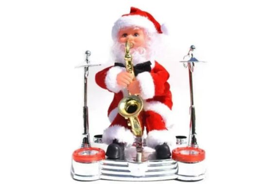 Интерактивная игрушка "Санта-Клаус с саксофоном и барабанами" | Зображення 2