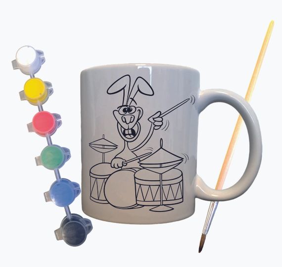 Набор для творчества кружка раскраска "Зайчик барабанщик" 330 мл белая | Зображення 1