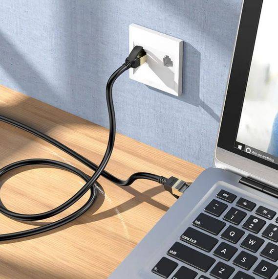 Сетевой интернет кабель для роутера Hoco US02 CAT6 High-Speed 1Gbts LAN RJ45 1м - Blac | Зображення 2
