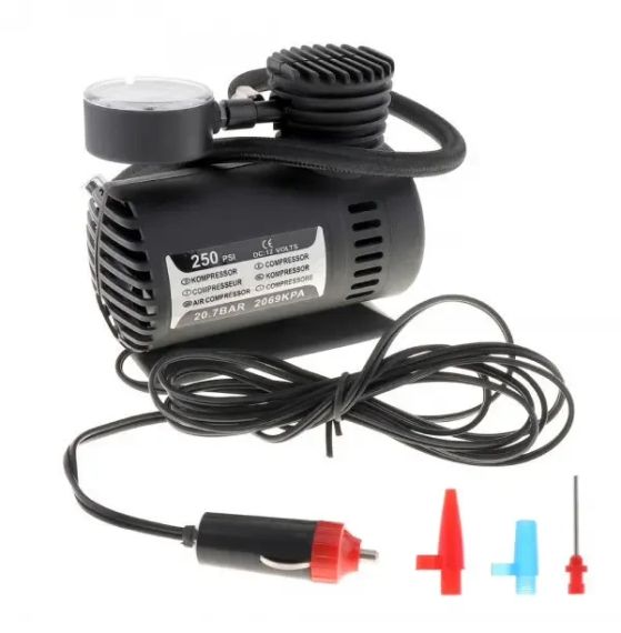Портативний повітряний насос 12в Air Compressor, Чорний компресор для автомобільних шин   знижка | Зображення 2