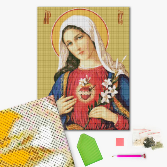 Алмазна мозаїка "Серце Марії" Brushme DBS1088 40х50 см | Зображення 1