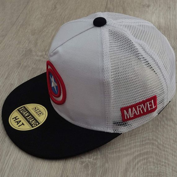 Кепка дитяча снепбек (Snapback) Капітан Америка з сіточкой Чорний 50-54р (2222) | Зображення 6