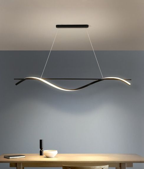 Люстра світлодіодна підвісна LED світильник для квартири на стелю лед 26738 Чорний 30-160х10х120 см. | Зображення 4